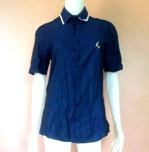 LES HOMMES PINSTRIPED BUTTON-DOWN SHIRT BLUE NAVY SIZE 48 - Picture 1 of 7