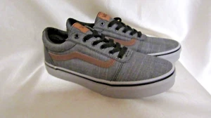 BOY`S VANS "WARD"  OFF THE WALL SNEAKERS SIZE 4 YOUTH NEW BLK/ GREY - Picture 1 of 10