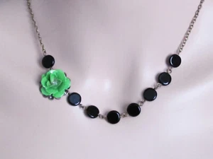Flower Necklace Green Rose Necklace Women Jewelry Gift Bridesmaid Necklace Retro - Picture 1 of 5