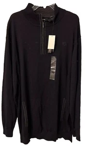 Claiborne Wool Blend Sweater 2XLT Athens Navy contrast Pockets 1/4 Zip Pullover - Picture 1 of 7