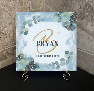 Personalized Last Name Tile Wedding Shower Gift Wedding Date Custom