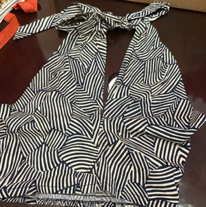 Staud Navy Mosaic Halter Smocked Kai Top NWT Size Small - Picture 1 of 4