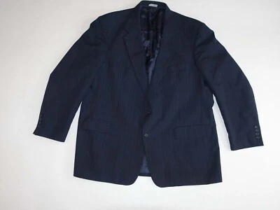 Blazer Palm Beach masculino listrado tamanho 50 longo azul marinho 100% lã G - Imagem 1 de 4