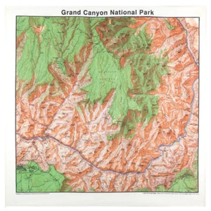 Gedrucktes Bild Grand Canyon Nationalpark Bandanna 22" x 22" topographische Karte - Bild 1 von 1