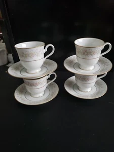 LIZBETH BY NITTO P4623  4 COFFEE CUP & SAUCER CRAFTED IN PHILIPPINES. EXCELLENT - Picture 1 of 12