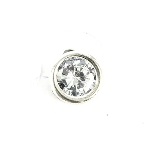 925 Massiv Silber Lünette Set Einzel CZ Ohrstecker, 1/2 CT erhöhte Einstellung - Bild 1 von 5