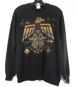 Jerzees VTG 80s Sweatshirt Thunderbird Aztec Native Graphic Crewneck Black XL - Picture 1 of 7