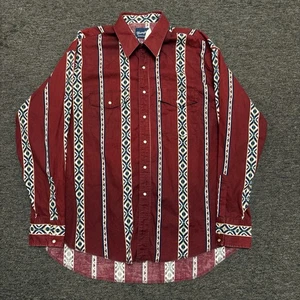 Wrangler Shirt Men XL Red Western Pearl Snap Aztec Navajo Cowboy Southwest Rodeo - Picture 1 of 8