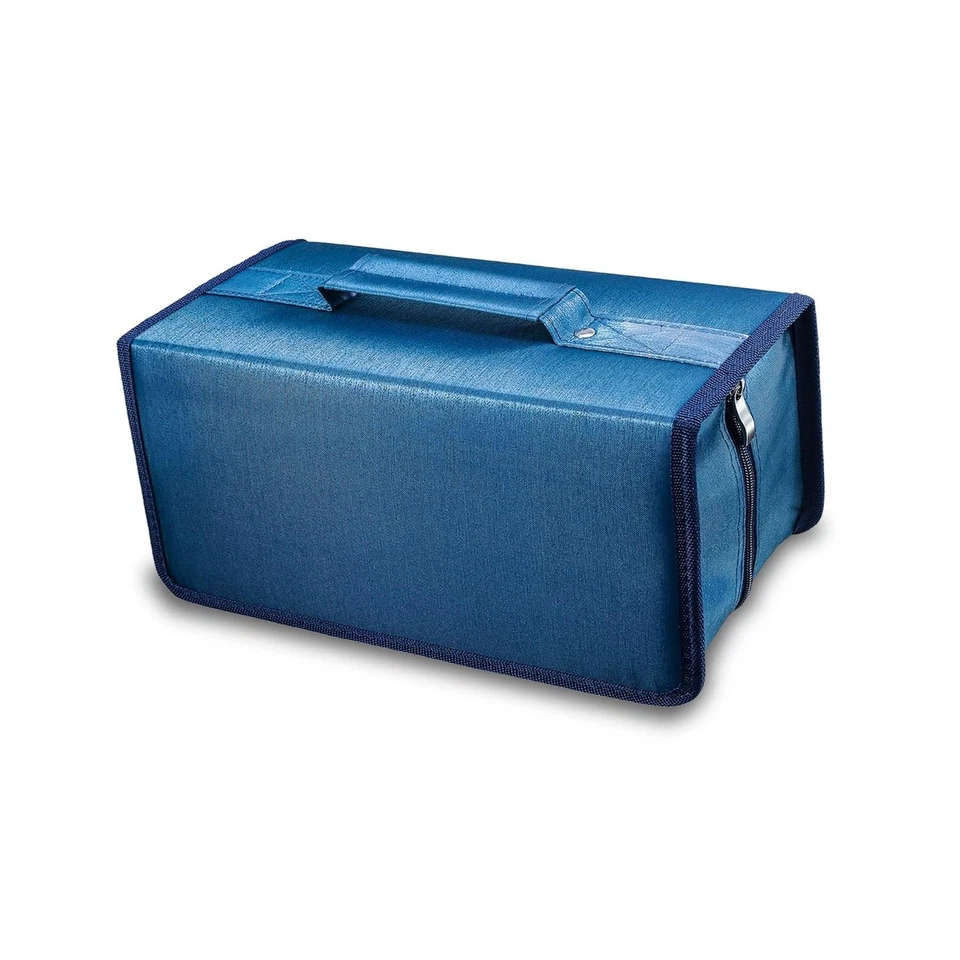 INTENDVISION 160 Capacity CD DVD Case, Portable Zipper Disc Storage Organizer Bag Blue