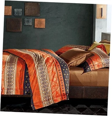  Funda nórdica bohemia a rayas étnica boho reversible suroeste 400TC King Foto 1 de 4