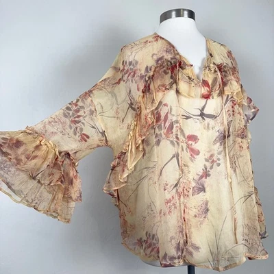 Sundance Top L Fairycore Caprichoso Cottagecore Etéreo Romántico Seda Flujo Transparente Foto 1 de 4