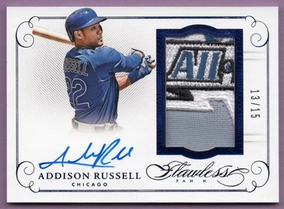 2016 PANINI FLAWLESS PATCH AUTOGRAPHS SAPPHIRE #PAAR ADDISON RUSSELL #D 13/15 - Image 1 of 3