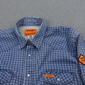 Wrangler FR Mens XL Flame Resistant Plaid Pearl Snap Work Western Shirt Cowboy - Picture 1 of 9