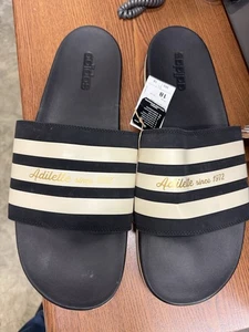 Adidas Mens Adilette Shower Locker Slide Shoe Water Sandal Black/White SIZE 18 - Picture 1 of 9