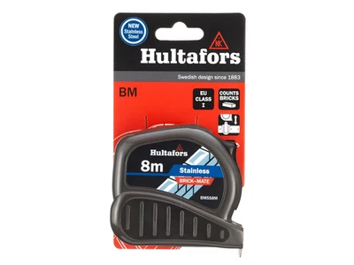 HULTAFORS BMSS8M Stainless Steel Pocket Tape Measure 8M with Rubber Grip - Image 1 of 4
