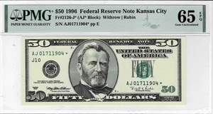 1996 $50 Federal Reserve *STAR note (Kansas City) fr. 2126-J*--PMG GEM 65 EPQ - Picture 1 of 6