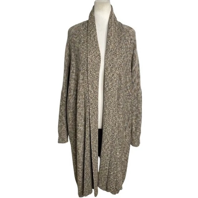 Cardigã suéter longo colarinho xale cashmere peso pesado bege martelado Eskandar SO - Imagem 1 de 4