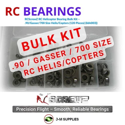 RCScrewZ RC Helicopter Bearing Bulk Kit –.90/Gasser/700 Size Helis 120pcs bbh003 - Image 1 of 4
