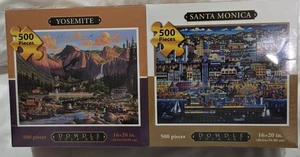 Neu 2er-Pack 500 Stck. DOWDLE VOLKSKUNST-PUZZLE - Yosemite & Santa Monica Kalifornien - Bild 1 von 4