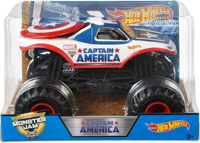 Hot Wheels Monster Trucks 1:24 Captain America Die Cast Vehicle - Image 1 of 3