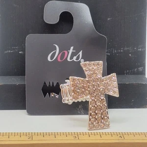 Elastischer Ring Punkte silberfarben Strass Kreuz Größe 9 - Bild 1 von 5