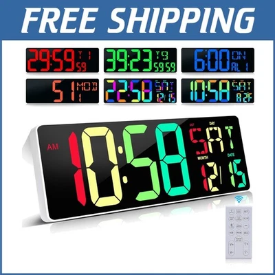 Multi-Function 17.2" Wall Clock: Timers, Alarm & 10 Color Display for All Spaces - Image 1 of 4