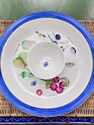 Vintage Wedgwood Sarah's Garden Blue 14" Chip & Dip Platter with Small 5" Bowl - Image 1 of 4