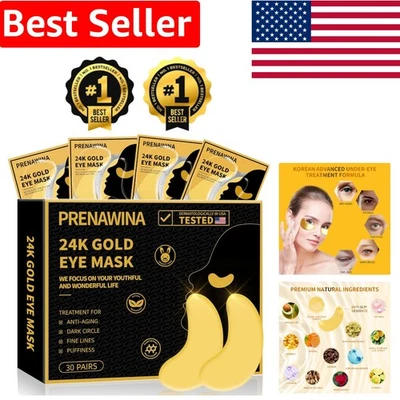 Parches debajo de los ojos de oro de 24K de lujo - 30 pares para ojeras e hinchazón Foto 1 de 4