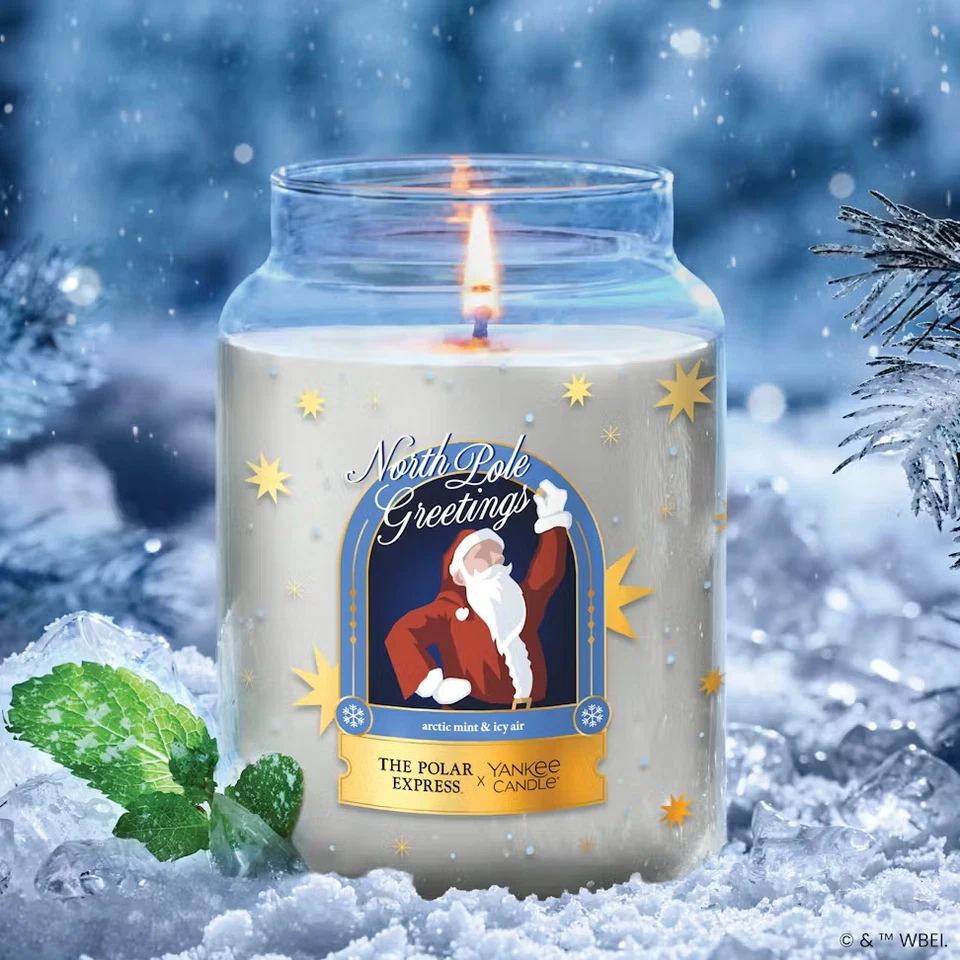YANKEE CANDLE North Pole Greetings 22oz Jar Candle Polar Express Collection NOVO - Imagem 1 de 4