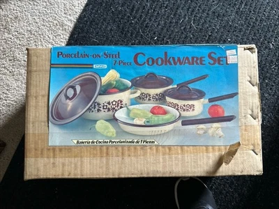 Vintage  Cookware  7pc  Set # New Sealed Porcelain Enamel Poland Rare - Image 1 of 4