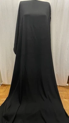 Tela de color negro mezcla de crepé de muy fina calidad de poli rayón por yarda 54" de ancho Foto 1 de 4
