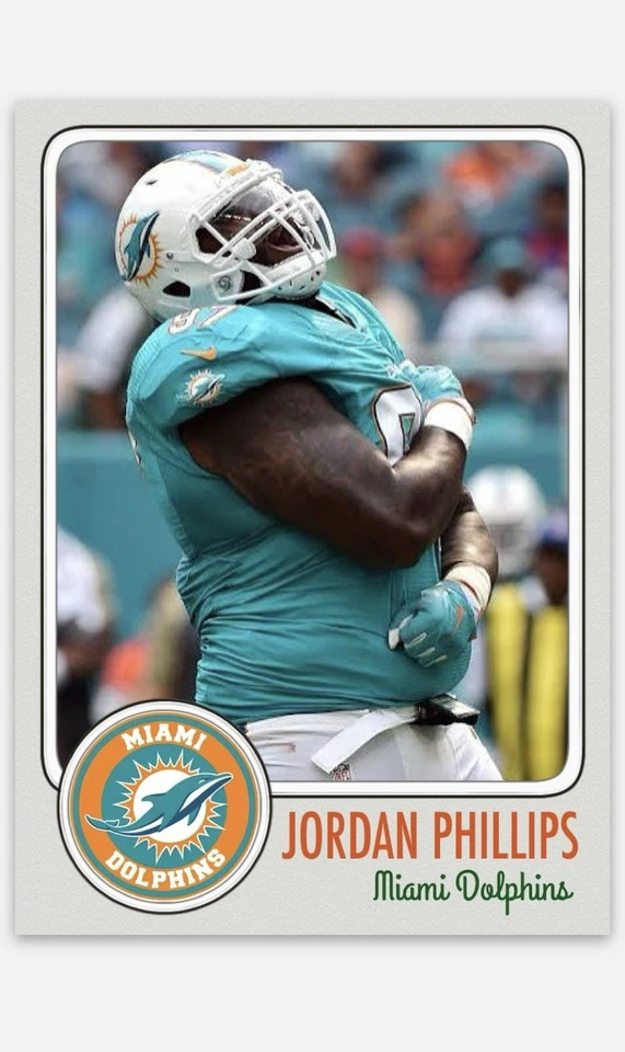 Jordan Phillips Novelty Football Card! Miami Dolphins - Image 1 of 1