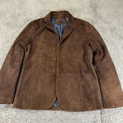 Chaqueta de Gamuza Oveja John Varvatos Para Hombres 50 Marrón Cuero Blazer Abrigo Gancho Frontal Foto 1 de 4