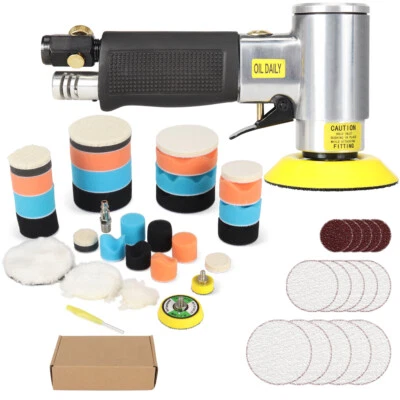 1''2''3'' Air Sander Dual Action Random Orbital Sander Car Polisher Buffer 48Pcs - Image 1 of 4