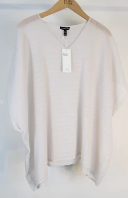 $228 Eileen Fisher S/M Bone Textured Sheer Dolman-Sleeve Poncho Top NWT - Image 1 of 4