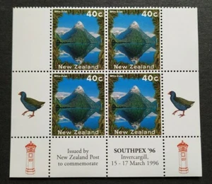 1996 New Zealand SouthPex Mountain Mitre Peak Birds 4v Stamps MNH (bottom B4) - Picture 1 of 2