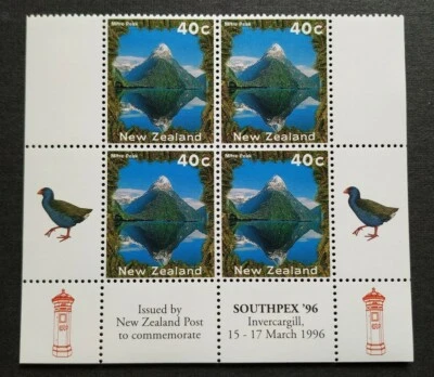 1996 New Zealand SouthPex Mountain Mitre Peak Birds 4v Stamps MNH (bottom B4) - Image 1 of 2