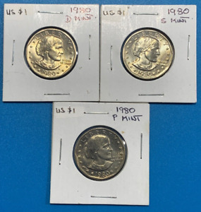 1980 P/D/S United States 1 Dollar "Susan B. Anthony Dollar" Coins