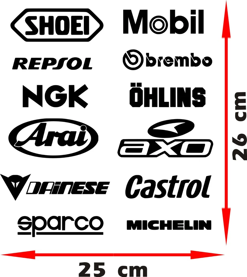 KIT MOTO SPONSORS - PEGATINAS - STICKERS - VINILO - SPONSOR - PACK- LOTE - MOTO