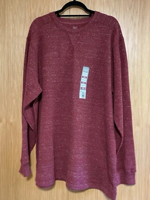 NUEVO CON ETIQUETAS Camisa Falls Creek Para Hombres Variegada Granate Tejido Waffle LS Cuello Redondo Talla XXXL Foto 1 de 4