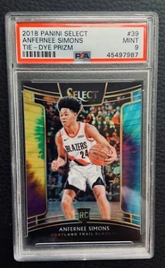 #/25 Anfernee Simons PSA 9 MINT 2018-19 Panini Select Tie-Dye Prizm RC #39 - Picture 1 of 2