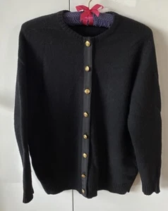 Scott & Castle Vintage Black Geelong Lambs Wool Cardigan Sz M VGC - Picture 1 of 4