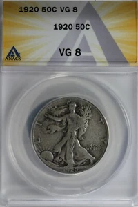 1920 50C ANACS VG8 Walking Liberty, Lady Liberty Half, 0.50 - Picture 1 of 2