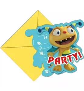 6 X Disney Henry HuggleMonster Party Invitations Kids Invites Birthday Parties - Picture 1 of 1