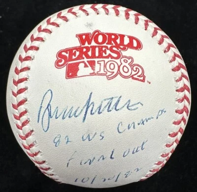 Bruce Sutter 82 WS Champs Signed 1982 World Series Logo Baseball Beckett BAS - Image 1 of 3