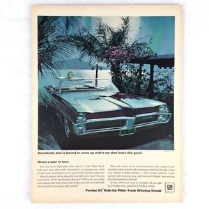 1967 PONTIAC GM Vintage Print Ad Advertisement Car Tropical Blue Convertible - Picture 1 of 1
