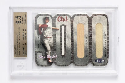 Stan Musial 3000 Club G.U. Bat Jersey Patch Card #24/100 Beckett 9.5 Rare! - Image 1 of 2