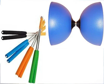 DIABOLONET-KREISZ Henrys Circus Diabolo Blau mit ULK2 Schwarz + Henrys Alustäbe 325