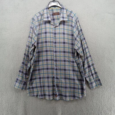 Robert Talbott Shirt Mens XXL Blue Purple Plaid Tailored 100% Cotton Classic - Image 1 of 4