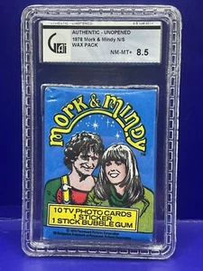 Tarjetas coleccionables Topps Mork & Mindy 1978 paquete de cera sin abrir graduado GAI casi nuevo como nuevo 8,5 - Imagen 1 de 15